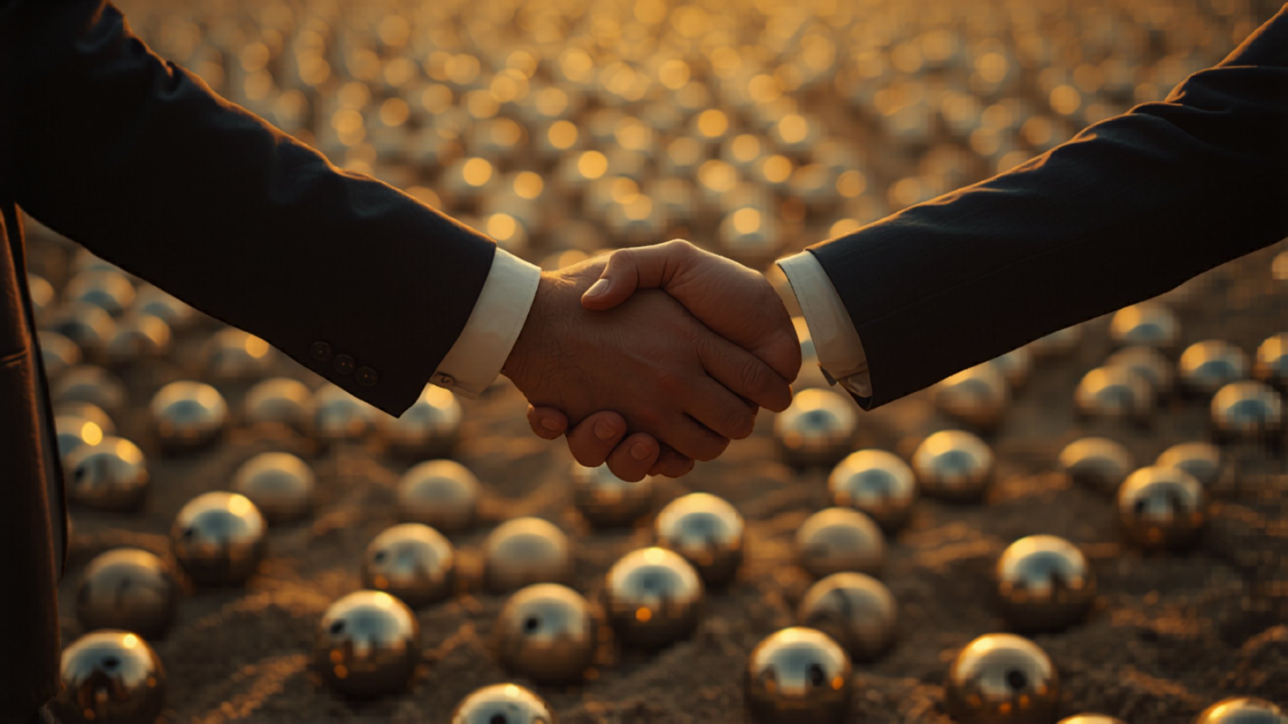 Poignée de main avec boules de pétanque